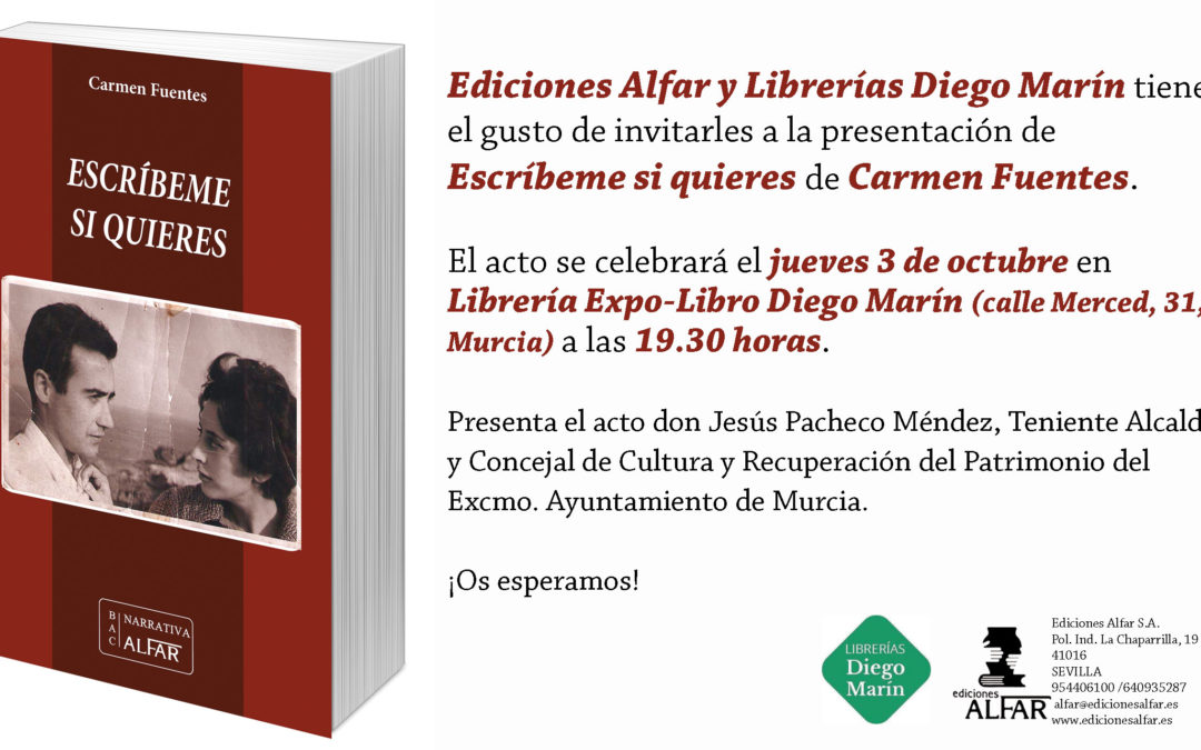 Presentación Escríbeme si quieres de Carmen Fuente en Librerías Diego Marín, Murcia