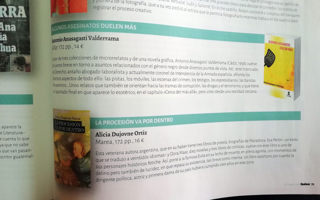 En la Qué Leer de septiembre nuestro Algunos asesinatos duelen más de Antonio Anasagasti Valderrama