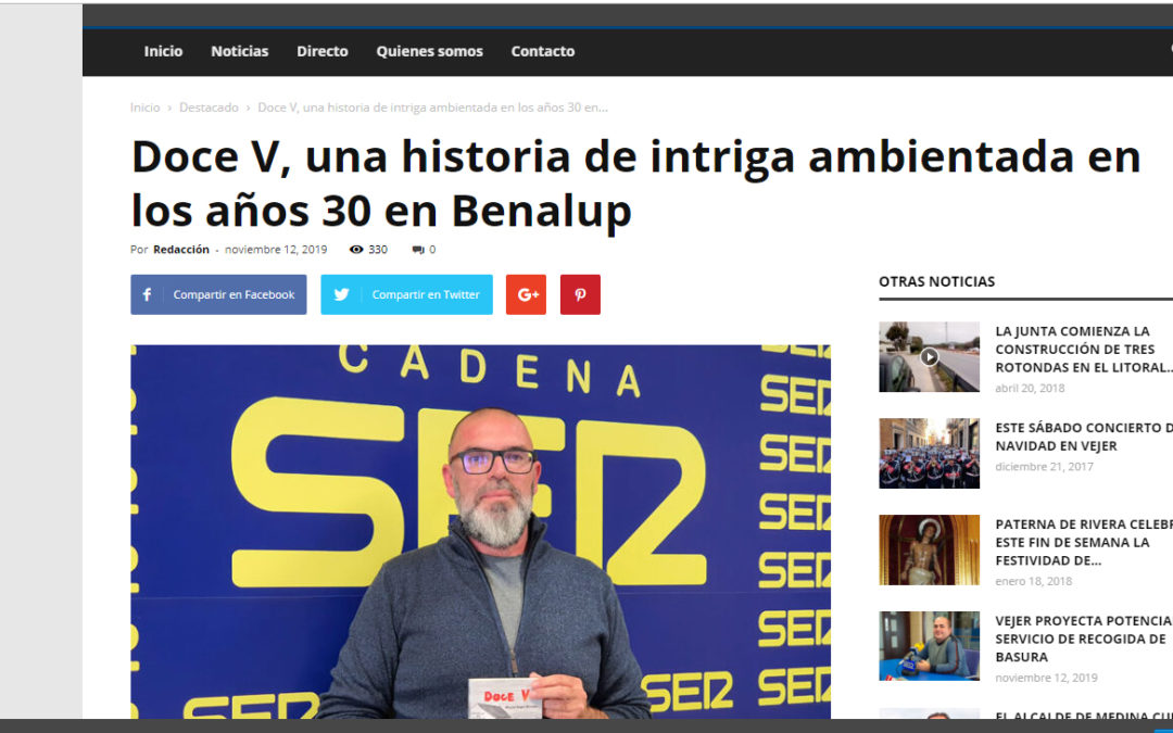 Entrevista en Ser La Janda a Miguel Ángel Moreno y su novela Doce V