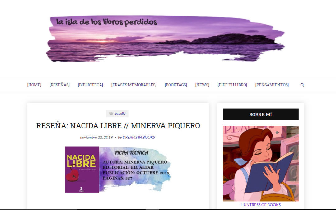 Reseña de Nacida Libre de Minerva Piquero en el blog laisladeloslibrosperdidos.blogspot.com