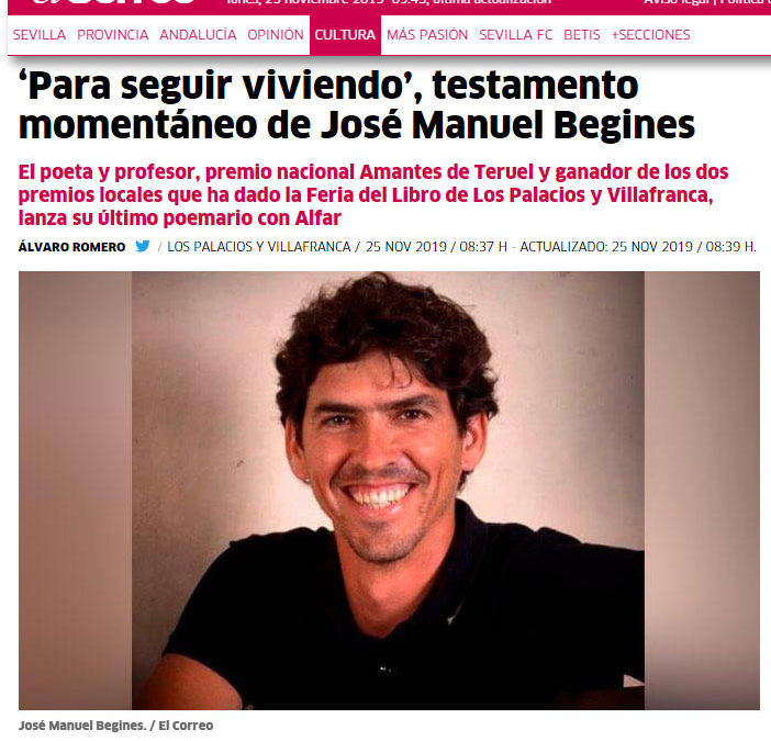 Para seguir viviendo de José Manuel Begines en El Correo de Andalucía