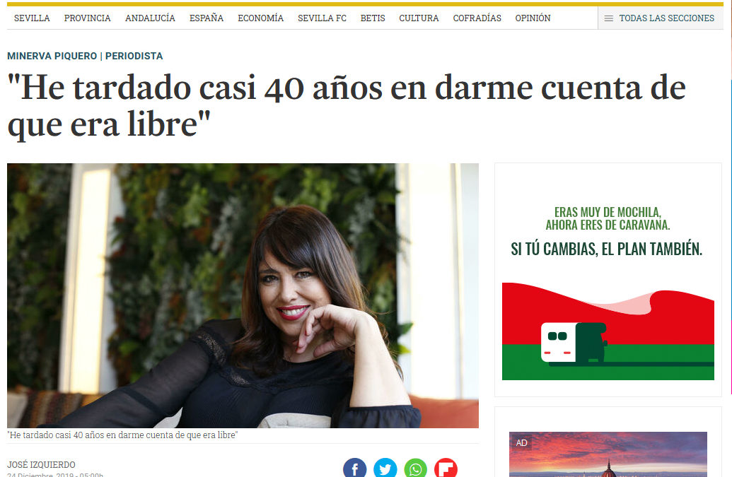Nacida Libre de Minerva Piquero en Diario de Sevilla (y todos los periódicos, 9, del grupo de comunicación Joly)