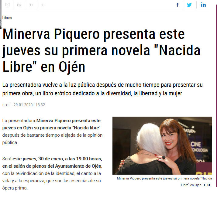 Nacida Libre de Minerva Piquero en La Opinión de Málaga