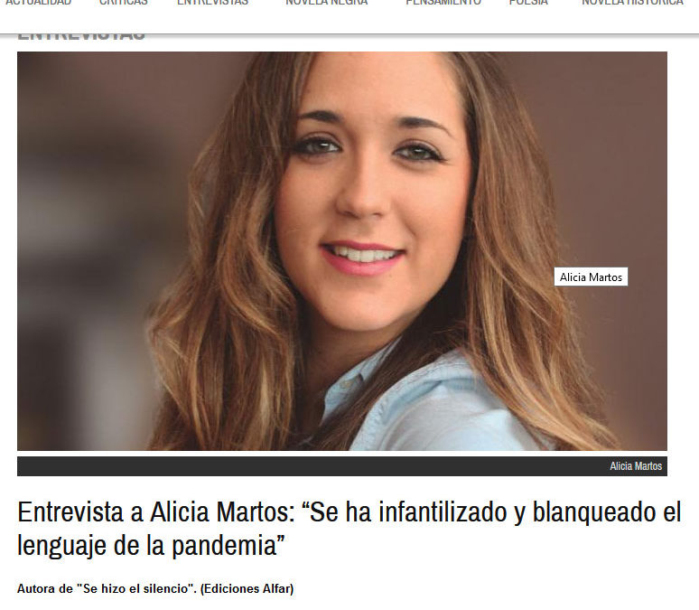 Alicia Martos y Se hizo el silencio en todoliteratura.es