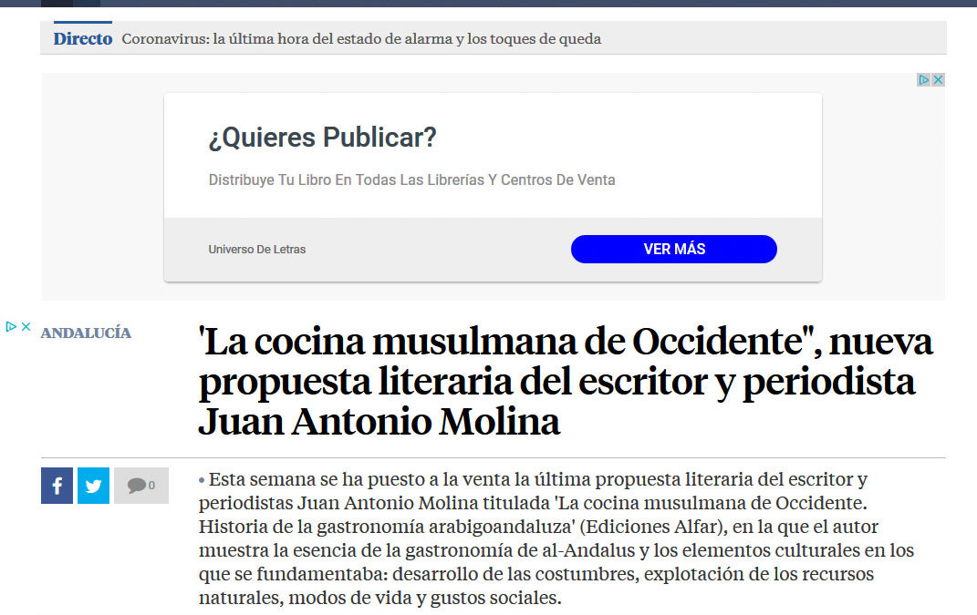 La cocina musulmana de Occidente en Europapress y La Vanguardia