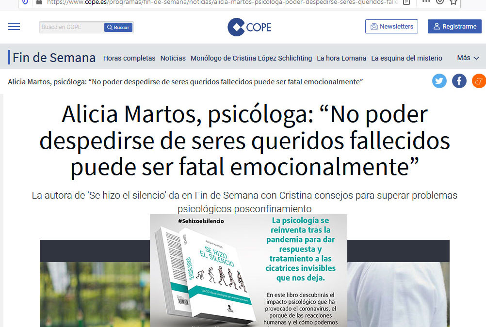 Entrevista a Alicia Martos (autora de Se hizo el silencio) en Cadena COPE