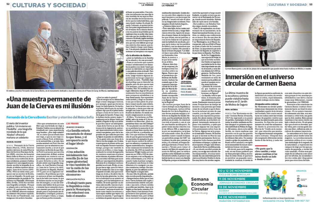 Entrevista a Fernando de la Cierva y su libro Un invierno en Filadelfia en La Verdad de Murcia