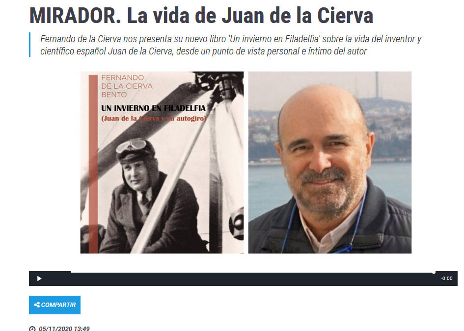 Entrevista a Fernando de la Cierva con su libro Un invierno en Filadelfia en Onda Regional de Murcia