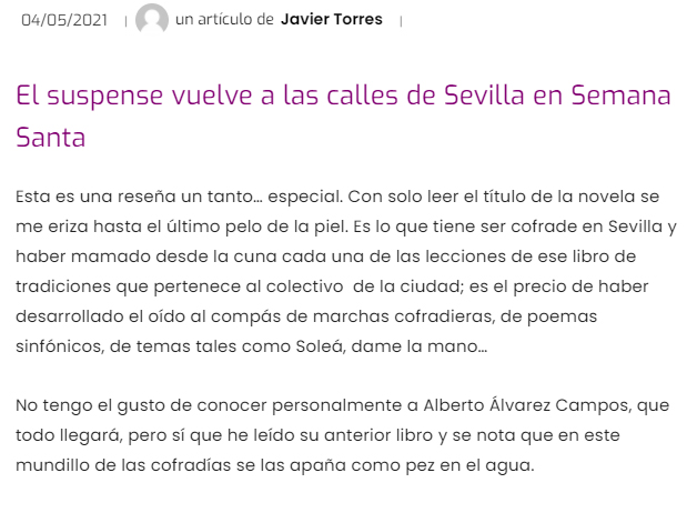 Magnífica reseña de Javier Torres en el Diario de Pasión – ‘Soleá, dame la mano’