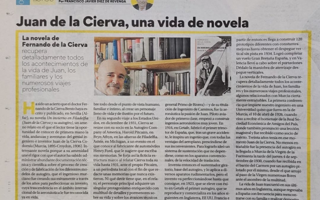 Díaz de Revenga reseña en La Opinión de Murcia, “Un invierno en Filadelfia”, de Fernando de la Cierva